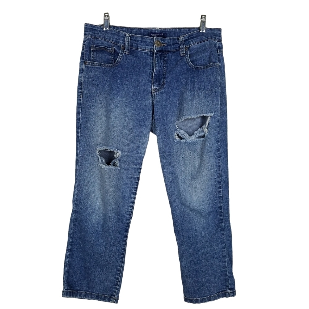 BANDOLINO Straight Leg Distressed Jeans